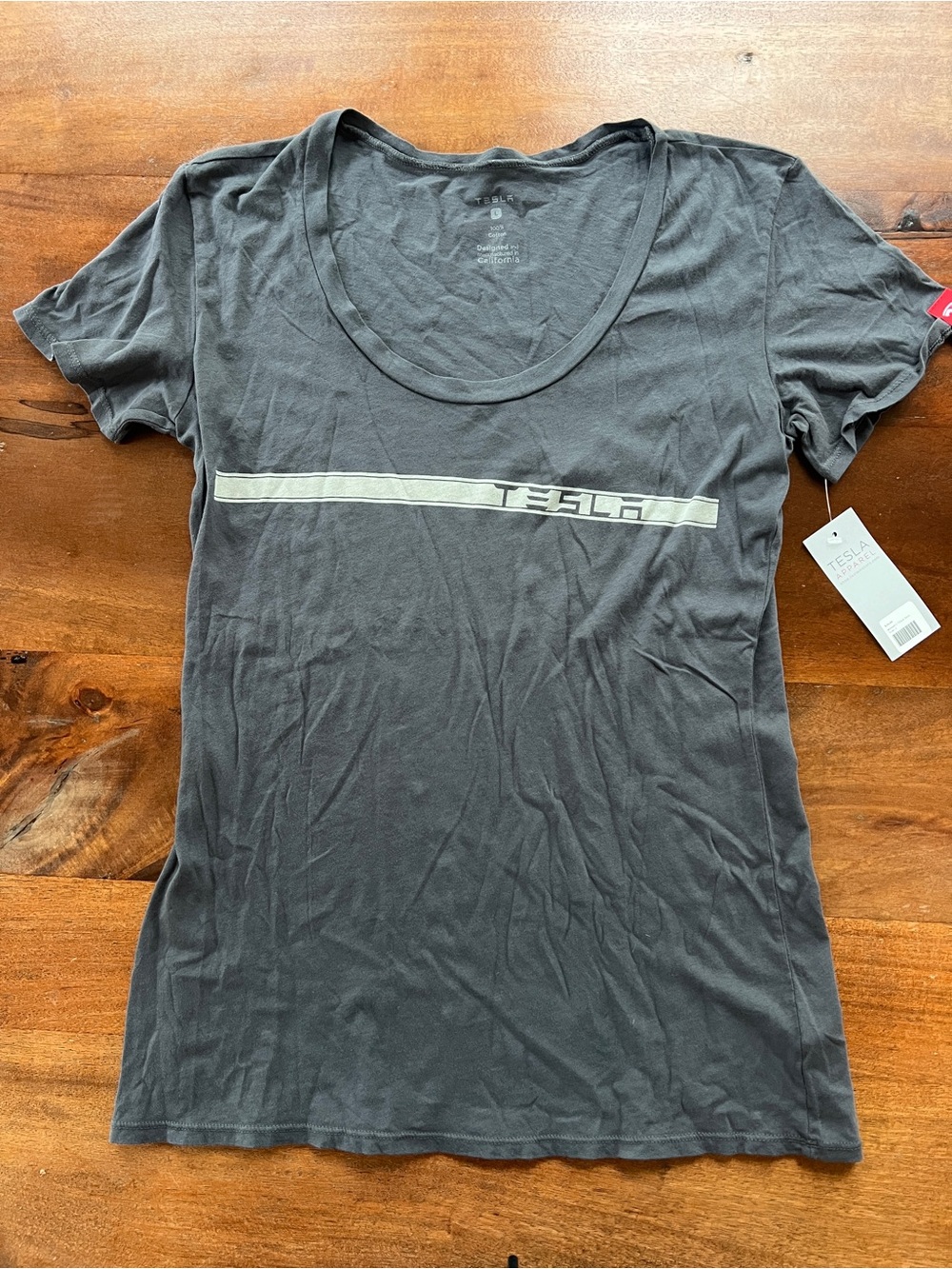 NWT Genuine Tesla Motors T-Shirt V-Neck Women's Size Large Gray